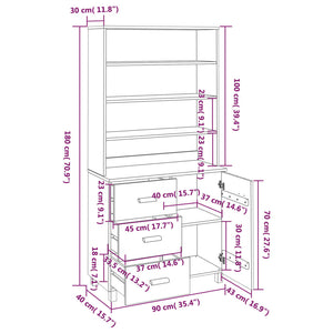 Credenza Alta in Legno Massello di Pino Grigio Scuro cod mxl 13859