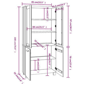 Credenza HAMAR in Legno Massello di Pino Marrone 3100926