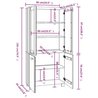 Credenza HAMAR in Legno Massello di Pino Grigio Scuro