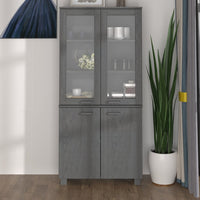 Credenza HAMAR in Legno Massello di Pino Grigio Scuro