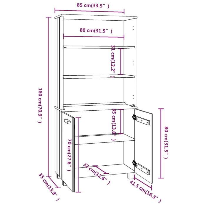 Credenza in Legno Massello di Pino Grigio Scuro cod mxl 18594