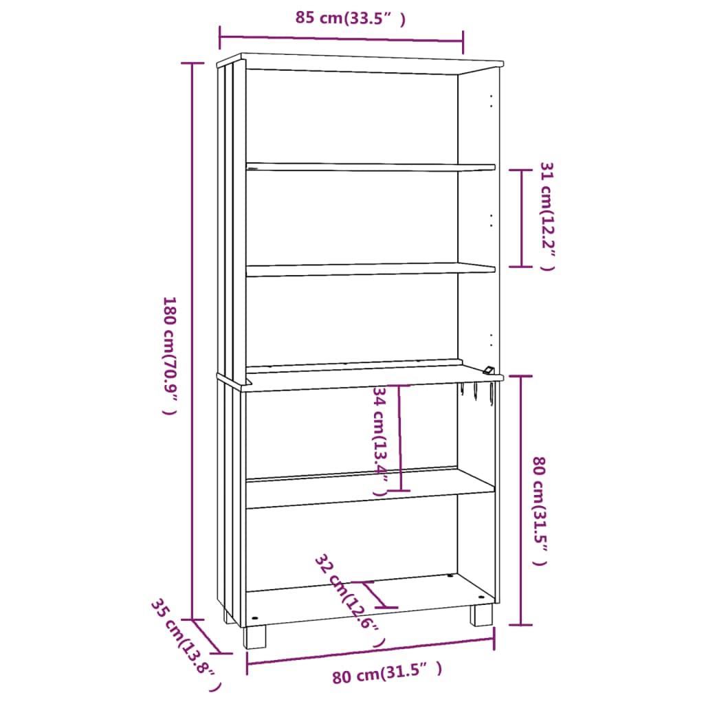 Credenza in Legno Massello di Pino Marrone Miele cod mxl 26833