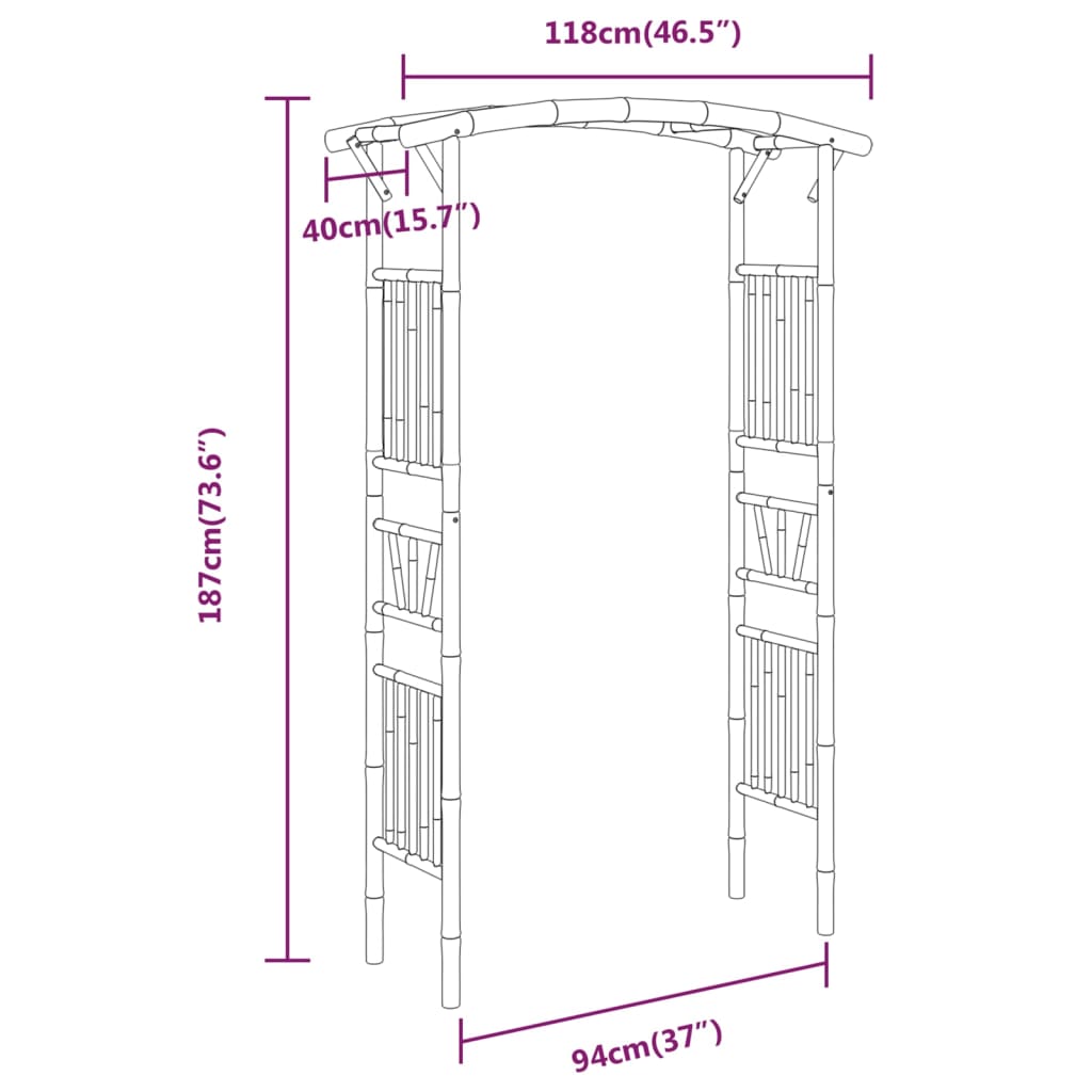 Arco da Giardino per Rose in Bambù 118x40x187 cm 341746