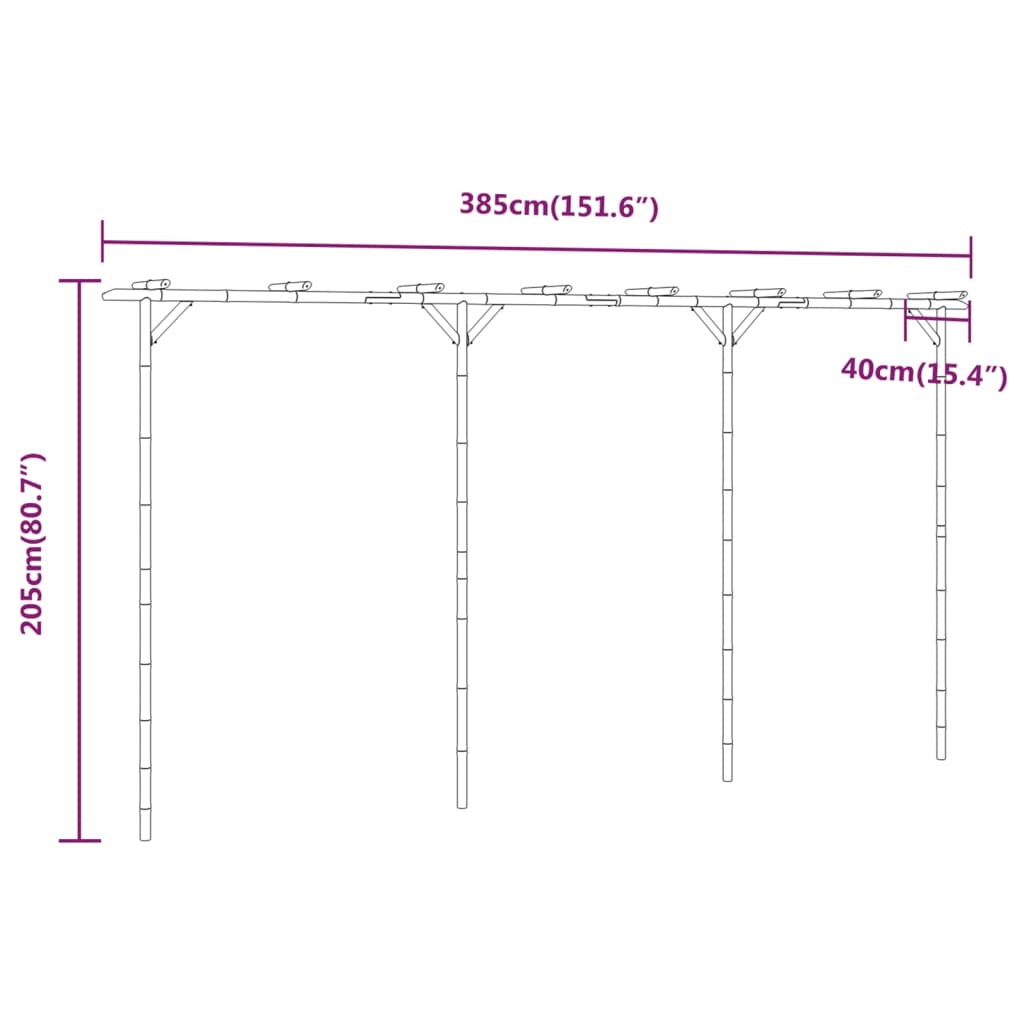 Pergola in Bambù 385x40x205 cm 341747