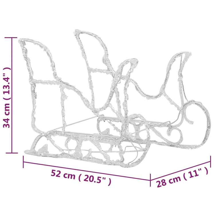 Decorazione Natalizia Renne e Slitta 320 LED Acrilico cod mxl 44148
