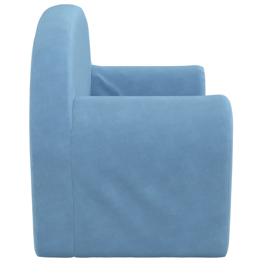 Divano per Bambini a 2 Posti Blu in Morbido Peluche 341771