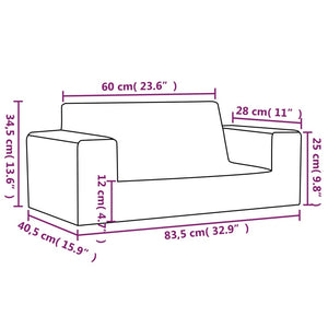 Divano per Bambini a 2 Posti Antracite in Morbido Peluche 341817