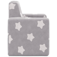 Divano per Bambini Grigio Chiaro con Stelle in Morbido Peluche 341833