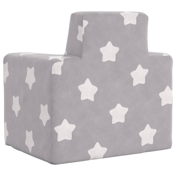 Divano per Bambini Grigio Chiaro con Stelle in Morbido Peluche 341833