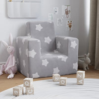 Divano per Bambini Grigio Chiaro con Stelle in Morbido Peluche 341833