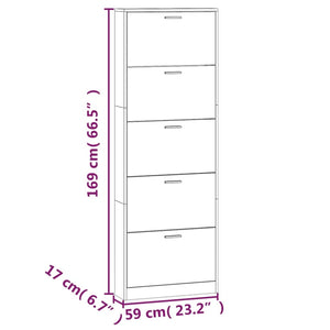 Scarpiera Nera 59x17x169 cm in Legno Multistrato 342512