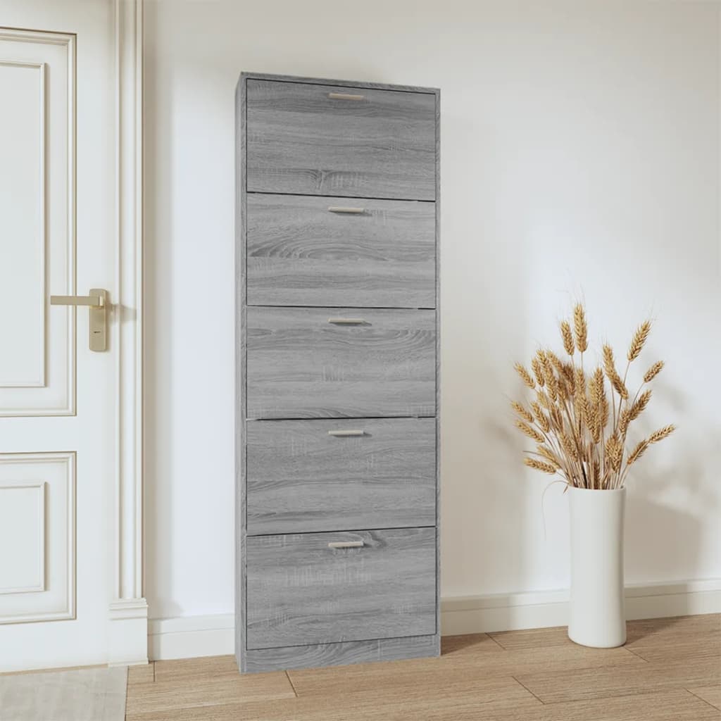 Scarpiera Grigio Sonoma 59x17x169 cm in Legno Multistratocod mxl 78244