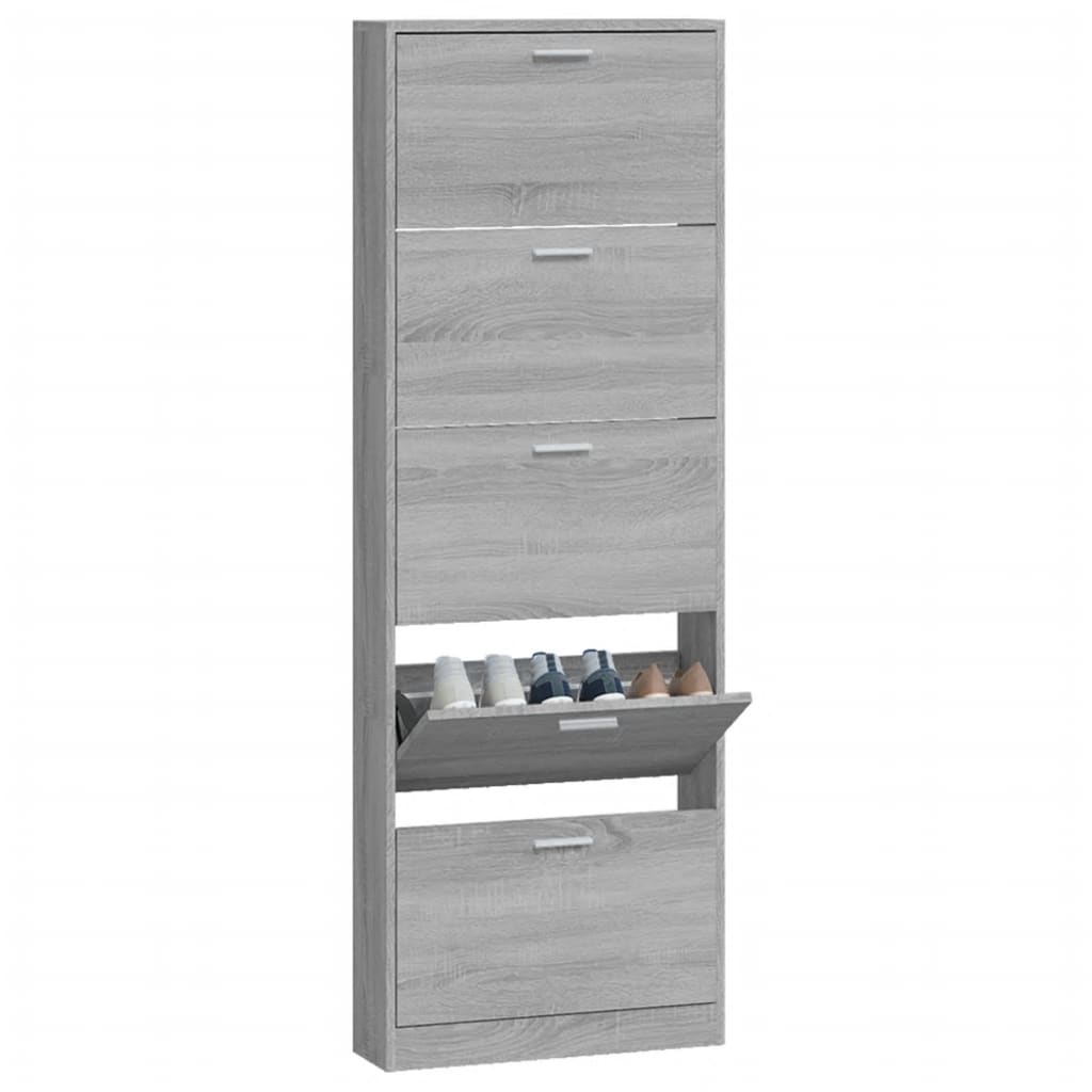 Scarpiera Grigio Sonoma 59x17x169 cm in Legno Multistrato 342516