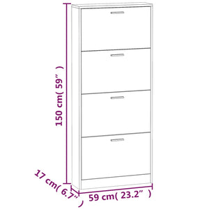 Scarpiera Bianca 59x17x150 cm in Legno Multistrato 342518