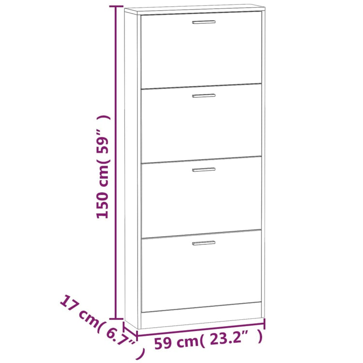 Scarpiera Grigio Sonoma 59x17x150 cm in Legno Multistrato 342524