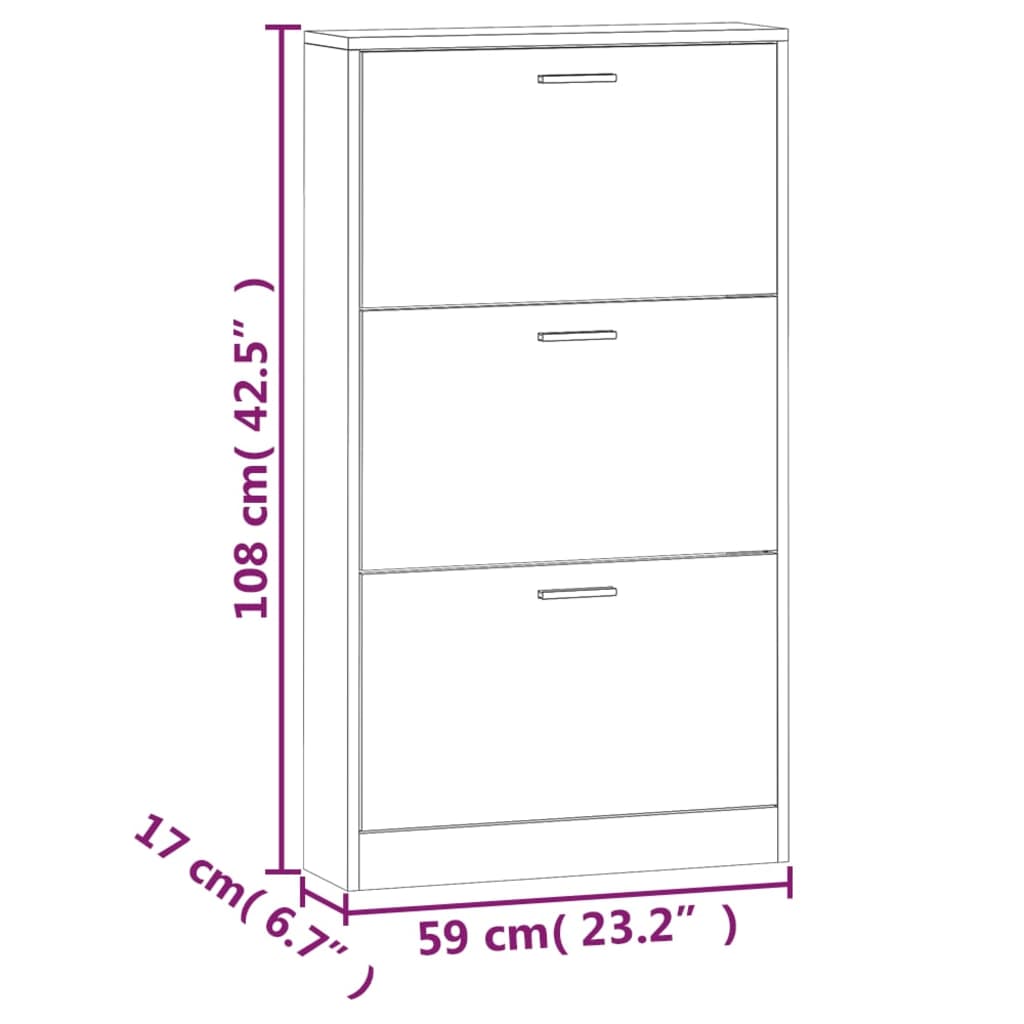 Scarpiera Bianca 59x17x108 cm in Legno Multistrato 342526