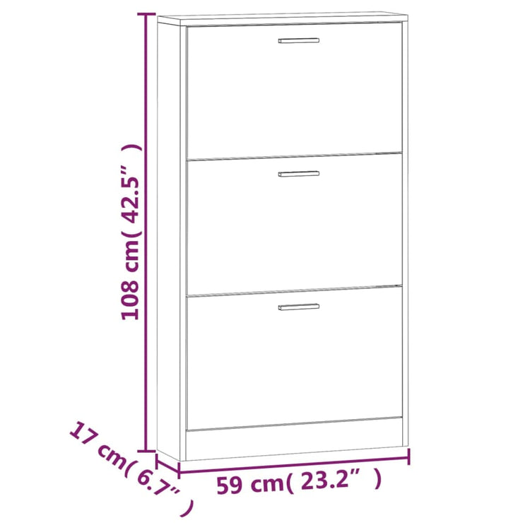 Scarpiera Nera 59x17x108 cm in Legno Multistrato 342528