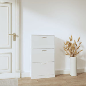 Scarpiera Bianco Lucido 59x17x108 cm in Legno Multistrato 342530