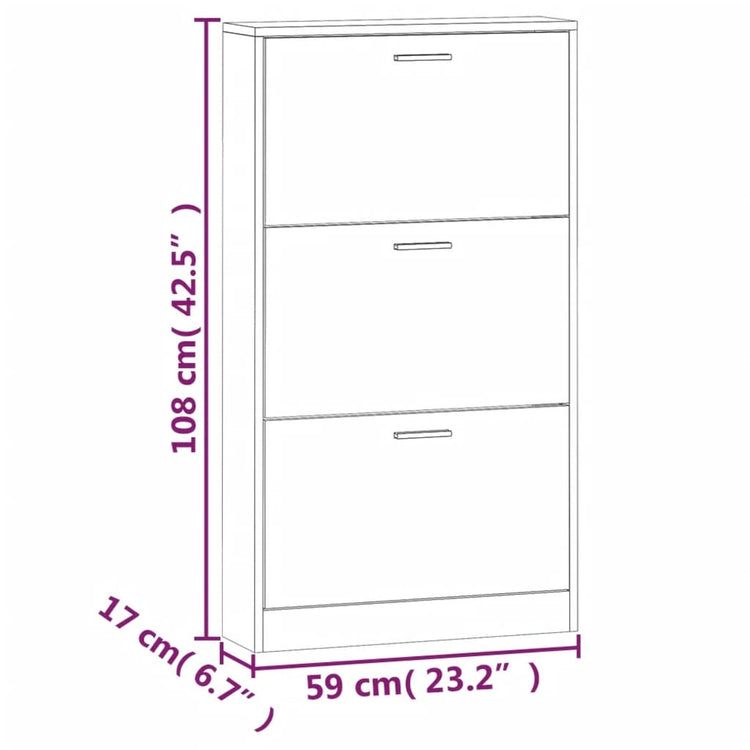 Scarpiera Grigio Sonoma 59x17x108 cm in Legno Multistrato 342532