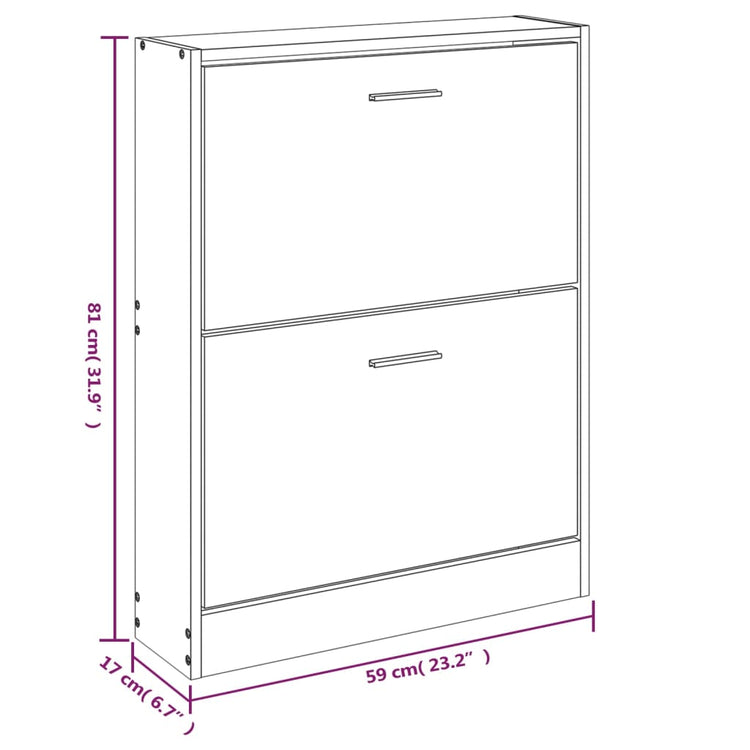 Scarpiera Grigio Cemento 59x17x81 cm in Legno Multistrato 342537