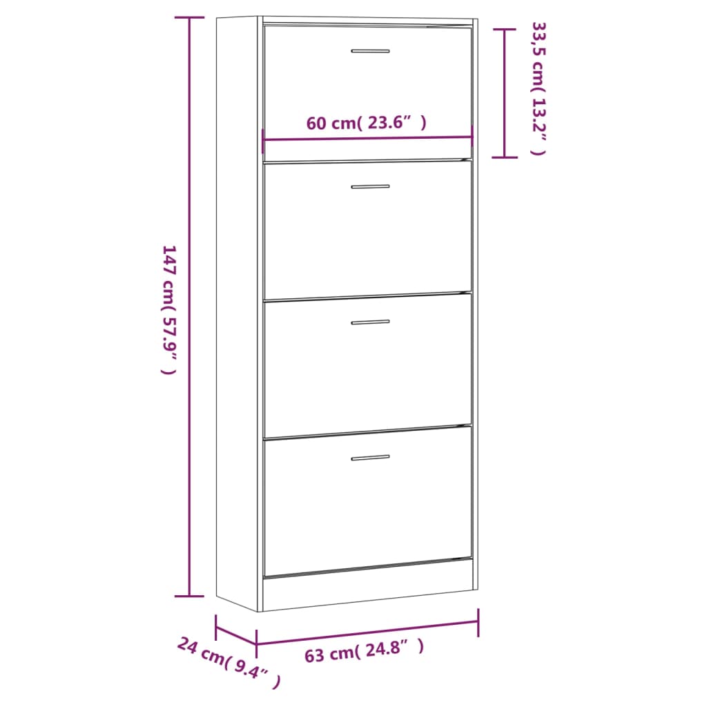 Scarpiera Bianca 63x24x147 cm in Legno Multistrato cod mxl 50419