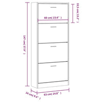 Scarpiera Nera 63x24x147 cm in Legno Multistrato 342544