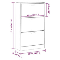 Scarpiera Rovere Sonoma 63x24x103 cm in Legno Multistrato 342551