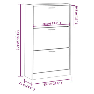 Scarpiera Rovere Sonoma 63x24x103 cm in Legno Multistrato 342551