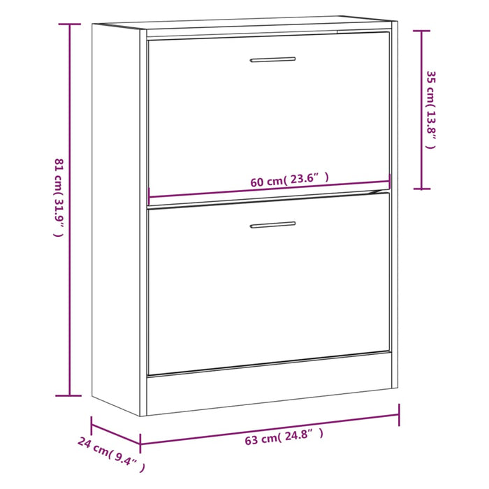 Scarpiera Nera 63x24x81 cm in Legno Multistrato cod 12134