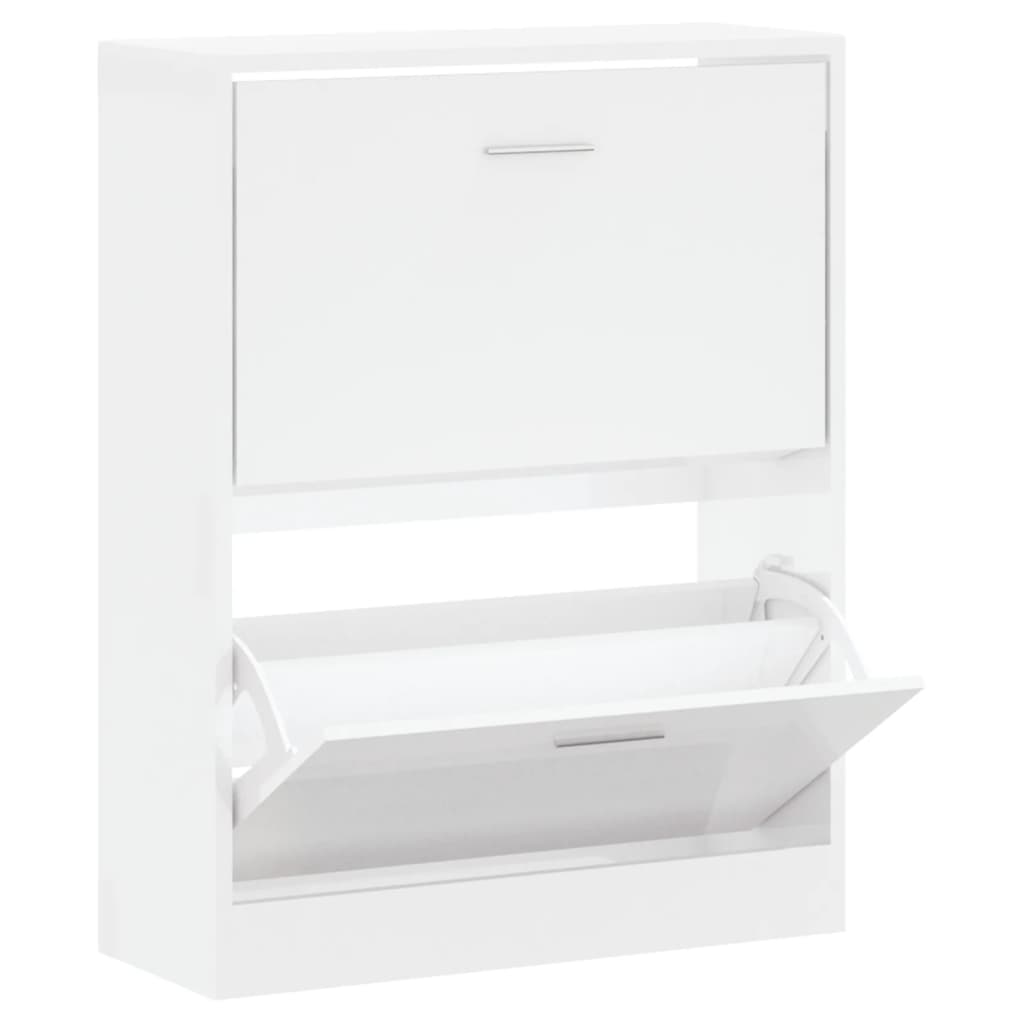 Scarpiera Bianco Lucido 63x24x81 cm in Legno Multistrato 342560