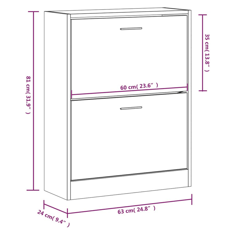 Scarpiera Bianco Lucido 63x24x81 cm in Legno Multistrato 342560