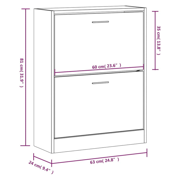 Scarpiera Rovere Fumo 63x24x81 cm in Legno Multistrato cod mxl 46799