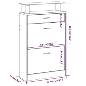 Scarpiera Bianco Lucido 63x24x104 cm in Legno Multistrato 342566