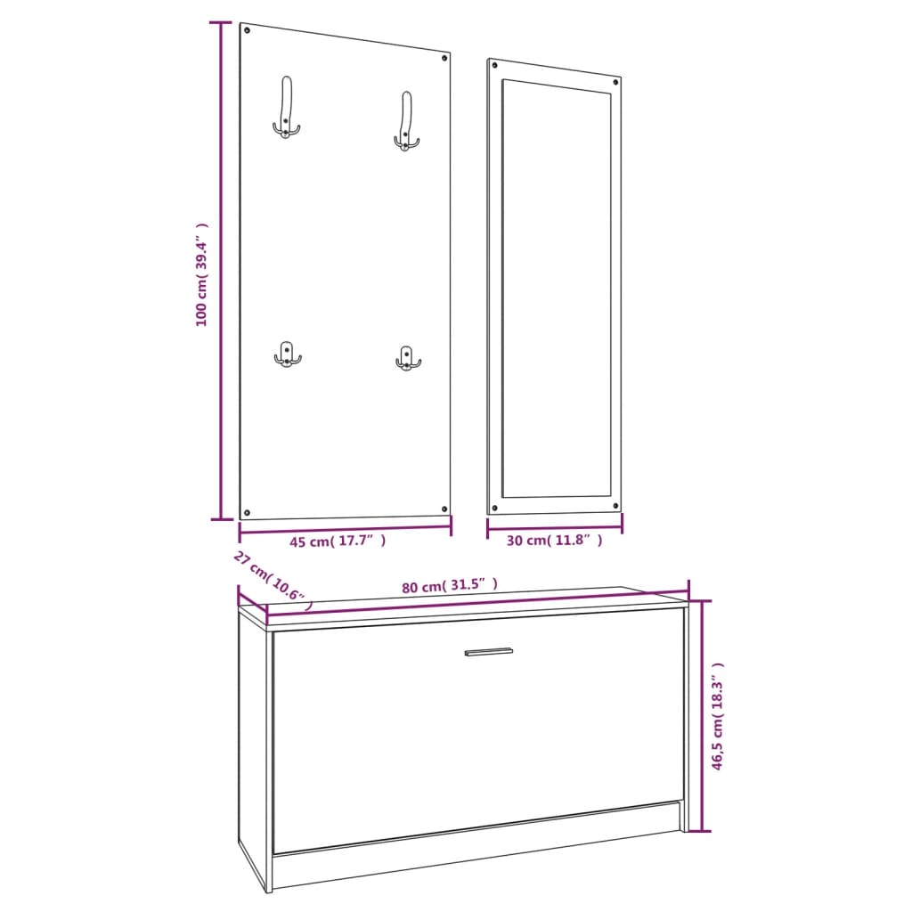 Set Scarpiere 3 in 1 rovere sonoma in Legno Multistrato cod 11450