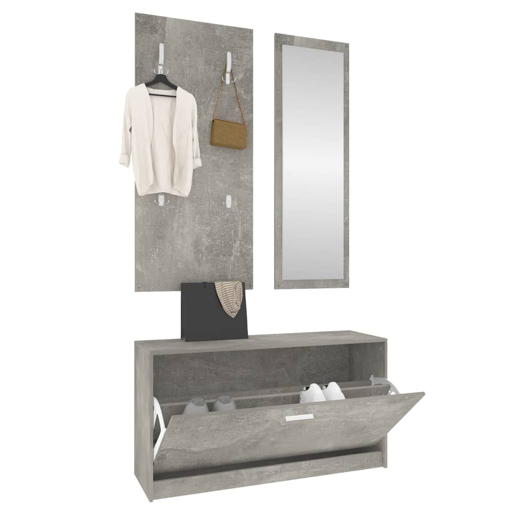 Set Scarpiere 3 in 1 Grigio cemento in Legno Multistrato cod 11827