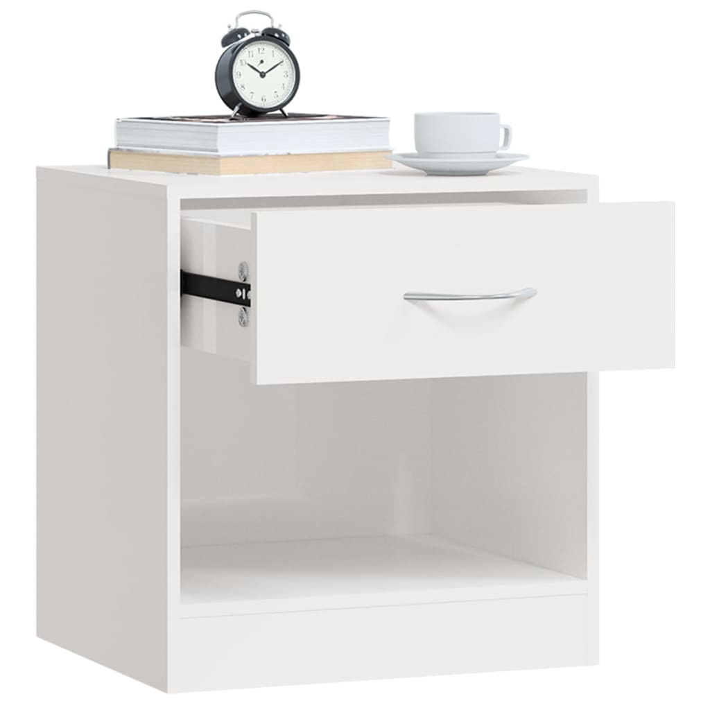 Comodini 2 pz con Cassetto in Bianco Lucido 342585