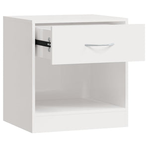 Comodini 2 pz con Cassetto in Bianco Lucido 342585