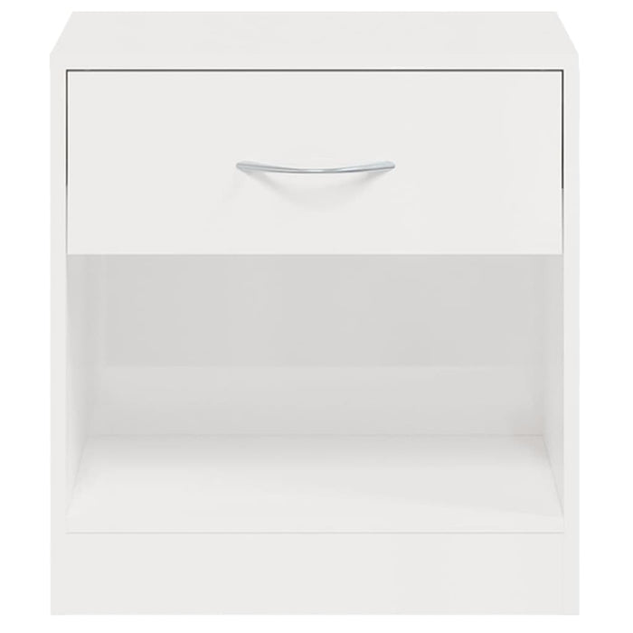 Comodini 2 pz con Cassetto in Bianco Lucido 342585