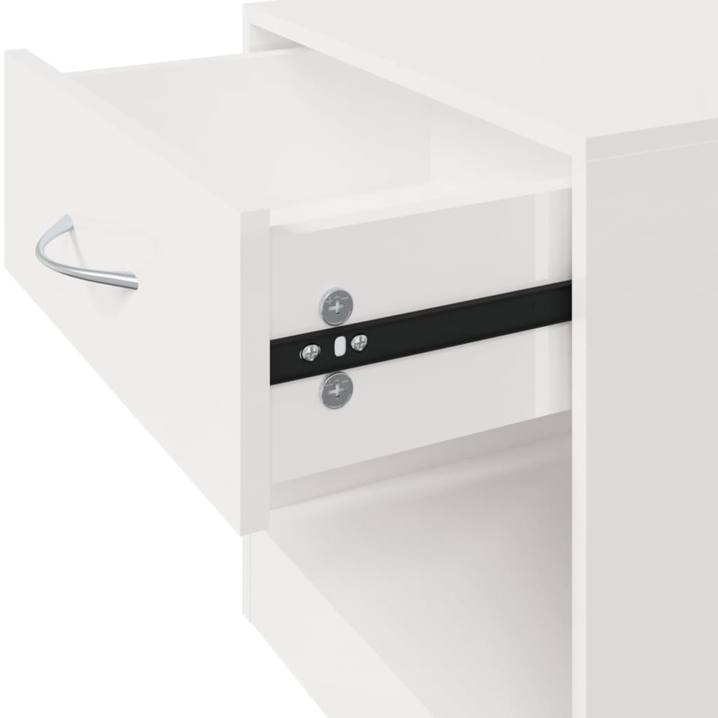 Comodini 2 pz con Cassetto in Bianco Lucido 342585