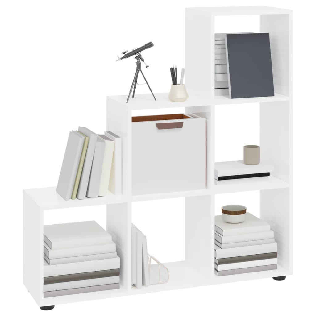 Libreria a Scala Bianco Lucido 107 cm in Legno Multistrato cod mxl 19609