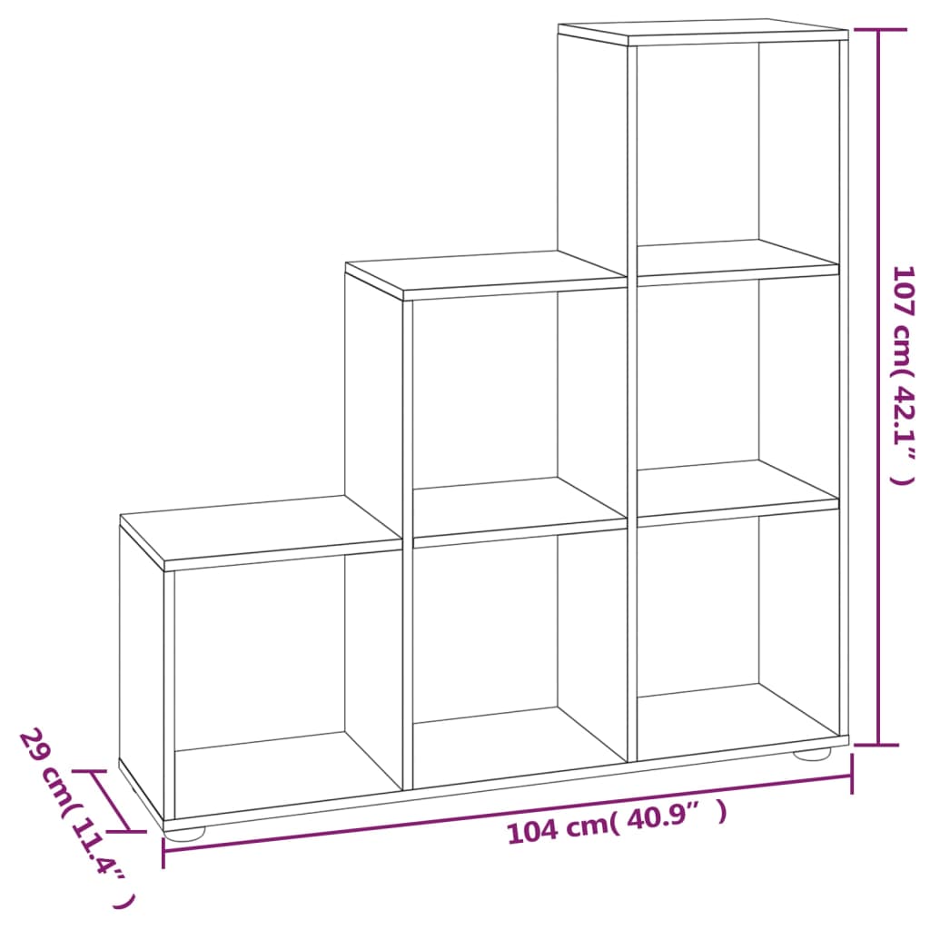 Libreria a Scala Bianco Lucido 107 cm in Legno Multistrato cod mxl 19609