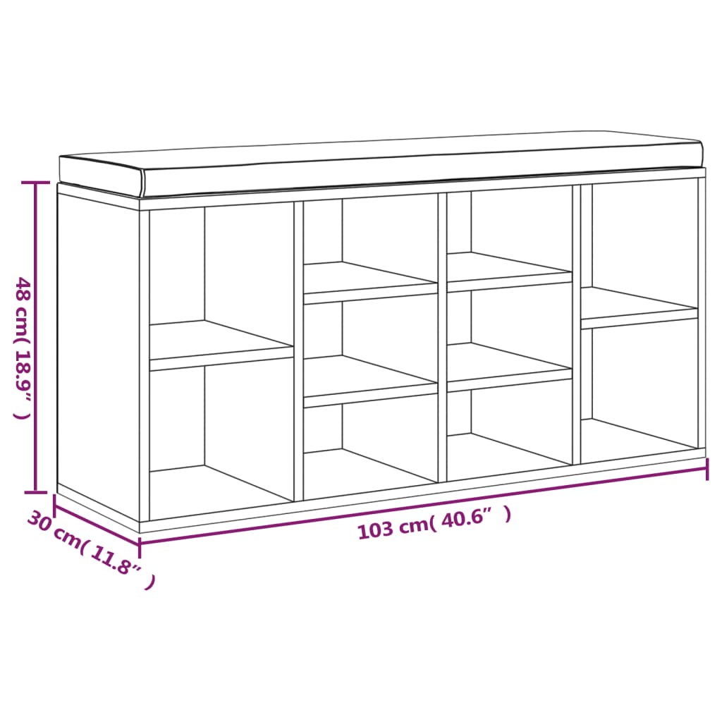 Scarpiera Nera 103x30x48 cm in Legno Multistrato 342609