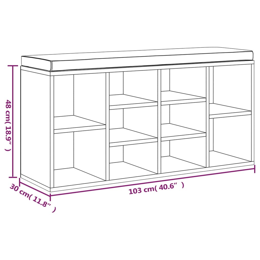 Scarpiera Grigio Cemento 103x30x48 cm in Legno Multistrato 342610