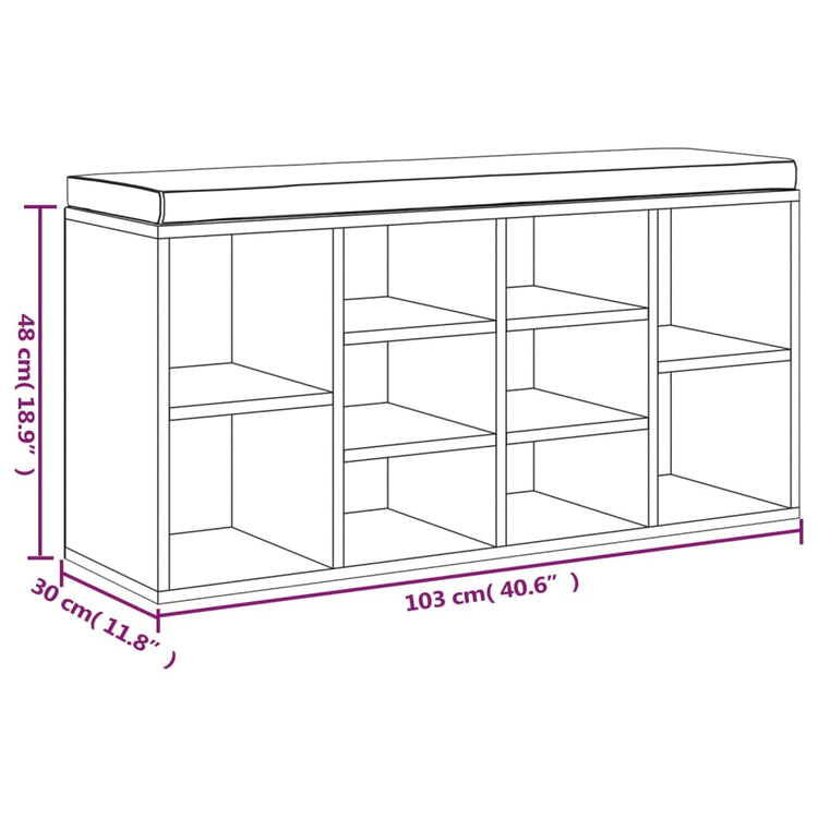 Scarpiera Grigio Cemento 103x30x48 cm in Legno Multistrato 342610