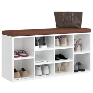 Panca Porta Scarpe Bianco Lucido 103x30x48 cm Legno Multistrato cod mxl 60312