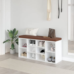 Panca Porta Scarpe Bianco Lucido 103x30x48 cm Legno Multistrato cod mxl 60312