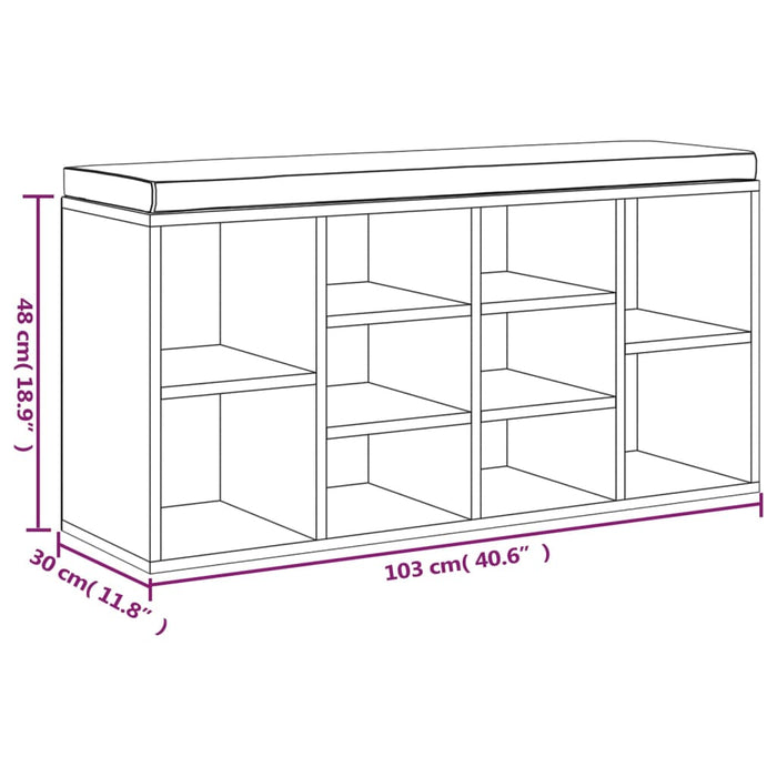 Scarpiera Grigio Sonoma 103x30x48 cm in Legno Multistrato cod mxl 60313