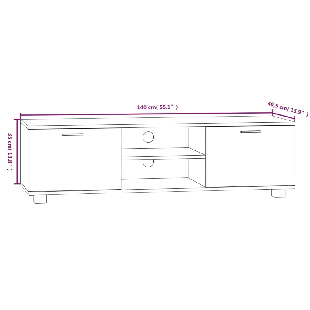 Mobile Porta TV Bianco 140x40,5x35 cm in Legno Multistrato 342622