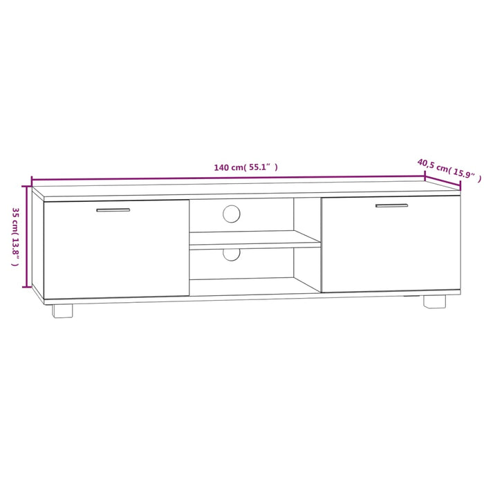 Mobile TV Rovere Fumo 140x40,5x35 cm in Legno Multistrato 342626