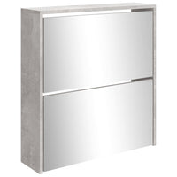 Scarpiera con Specchio a 2 Livelli Grigio cemento 63x17x67 cm